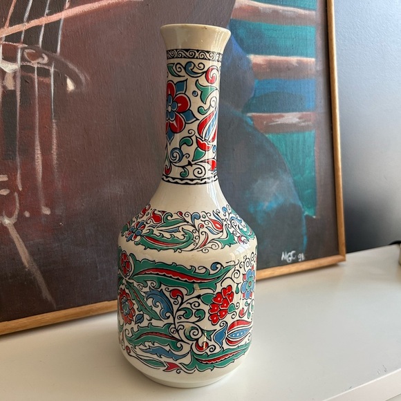 Rare Metaxa Red and Blue Ceramic Art Vase with Floral Motifs 10" - Picture 15 of 15